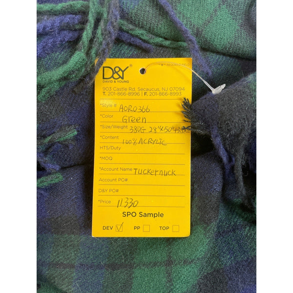 Unisex One Size D&Y Green and Blue plaid  Shawls New