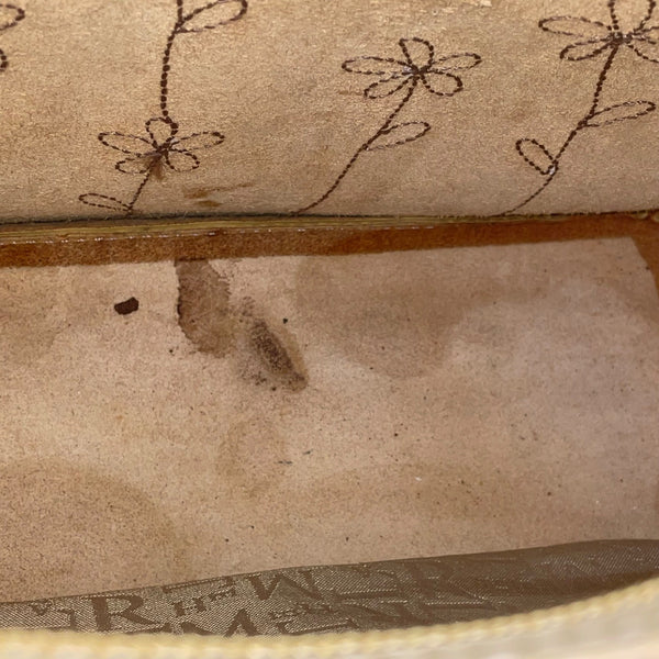 Lamarthe Women’s Yellow Embroidered Leather Flower Charm Shoulder Tote Bag