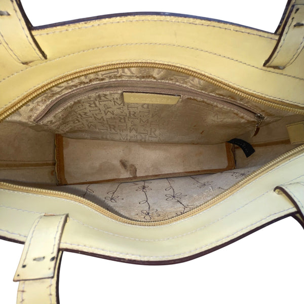 Lamarthe Women’s Yellow Embroidered Leather Flower Charm Shoulder Tote Bag