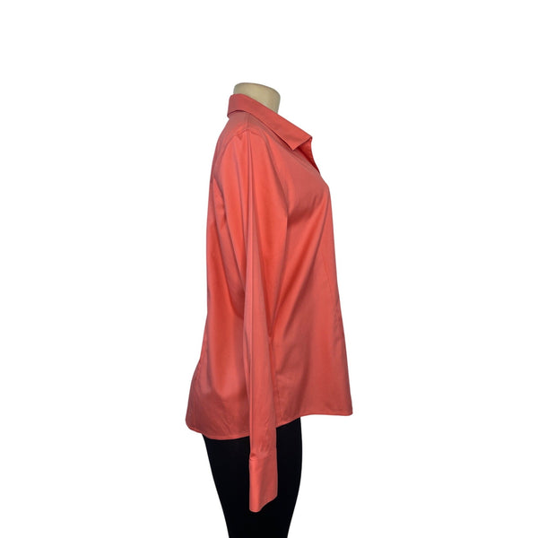 Chicos Womens No-Iron Button-Down Coral Shirt Long Sleeve Size 2