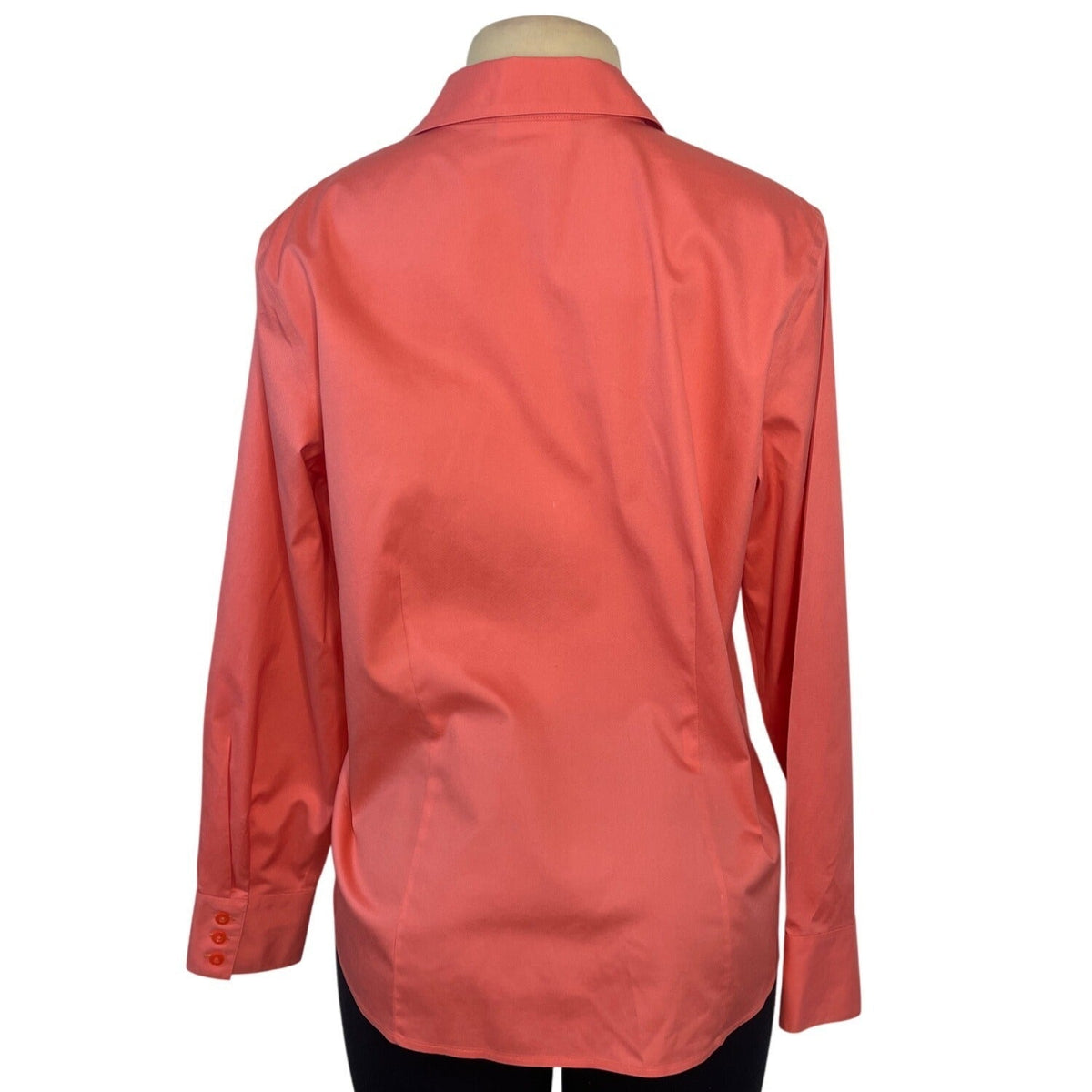 Chicos Womens No-Iron Button-Down Coral Shirt Long Sleeve Size 2