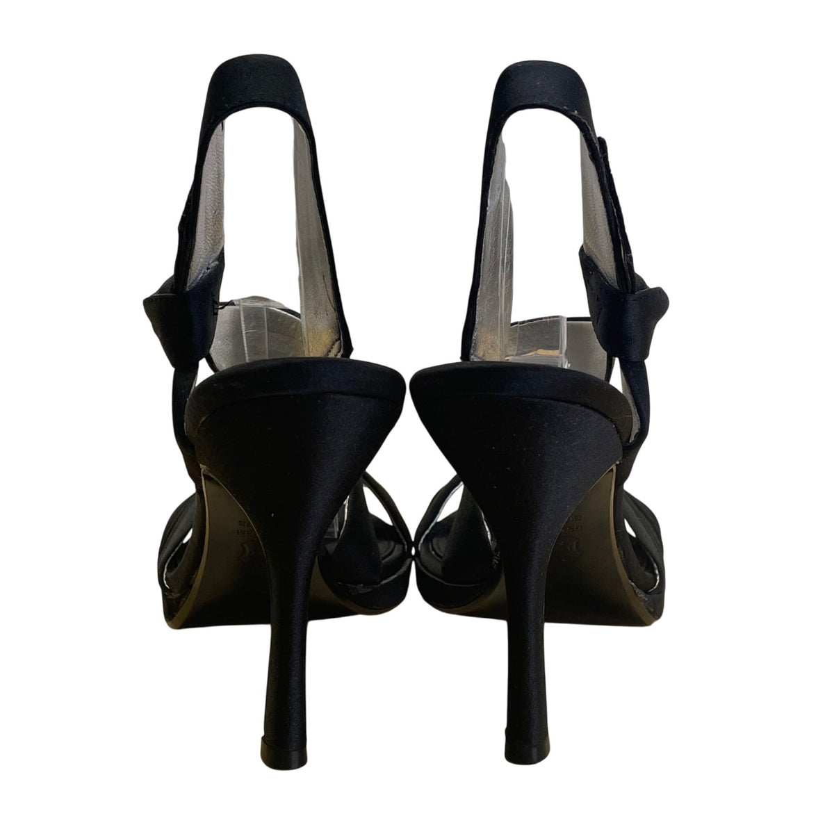 Nina New York Black Satin With Bow Detail High Heel Sandals Size 7.5M