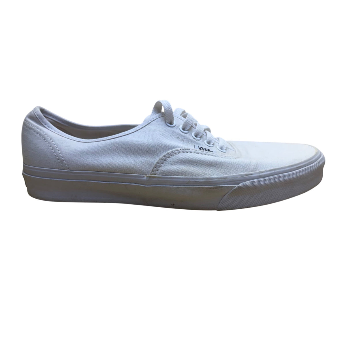 Vans Mens White Canvas Lace-Up Low-Top Sneakers Size 10.5 Classic Casual Shoes