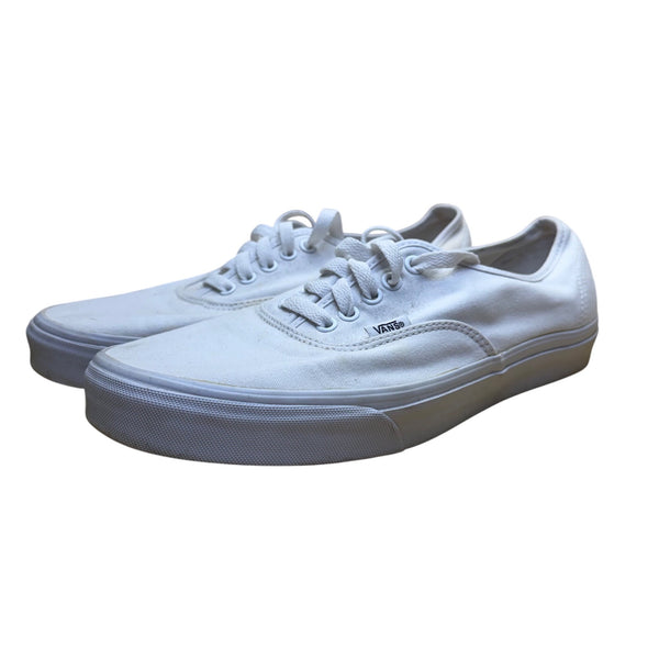 Vans Mens White Canvas Lace-Up Low-Top Sneakers Size 10.5 Classic Casual Shoes