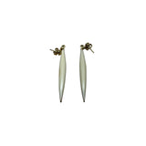 Goldtone Womens White Drop Earrings Long Sleek Minimalist Design Lightweight