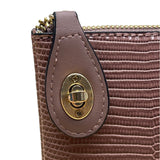 Jen & Co. Mauve Lizard Embossed Faux Leather Wristlet & Crossbody Bag Sz S