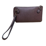 Jen & Co. Mauve Lizard Embossed Faux Leather Wristlet & Crossbody Bag Sz S