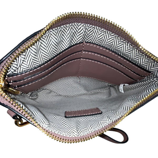 Jen & Co. Mauve Lizard Embossed Faux Leather Wristlet & Crossbody Bag Sz S