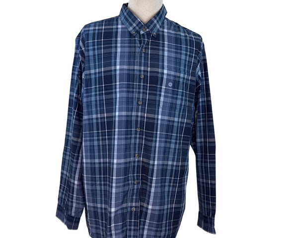 Eddie Bauer Mens Blue & Navy Plaid Long Sleeve Button-Up Shirt Size 3XL - New