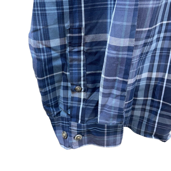 Eddie Bauer Mens Blue & Navy Plaid Long Sleeve Button-Up Shirt Size 3XL - New