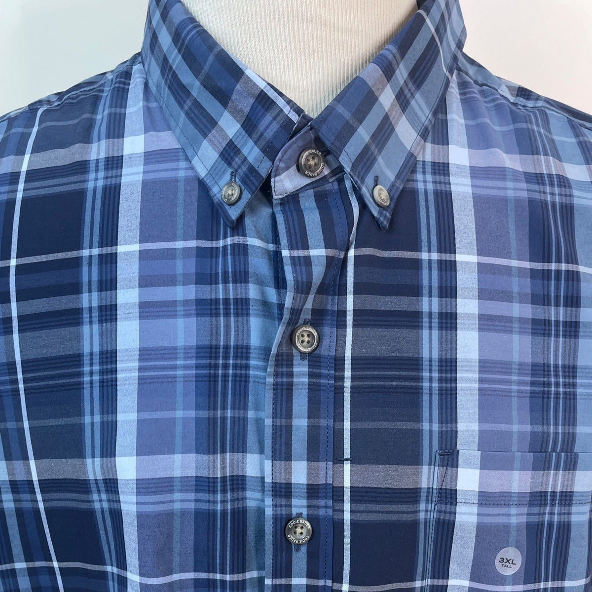 Eddie Bauer Mens Blue & Navy Plaid Long Sleeve Button-Up Shirt Size 3XL - New