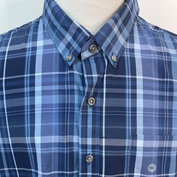Eddie Bauer Mens Blue & Navy Plaid Long Sleeve Button-Up Shirt Size 3XL - New
