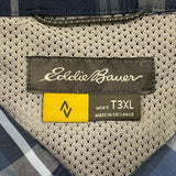 Eddie Bauer Mens Blue & Navy Plaid Long Sleeve Button-Up Shirt Size 3XL - New
