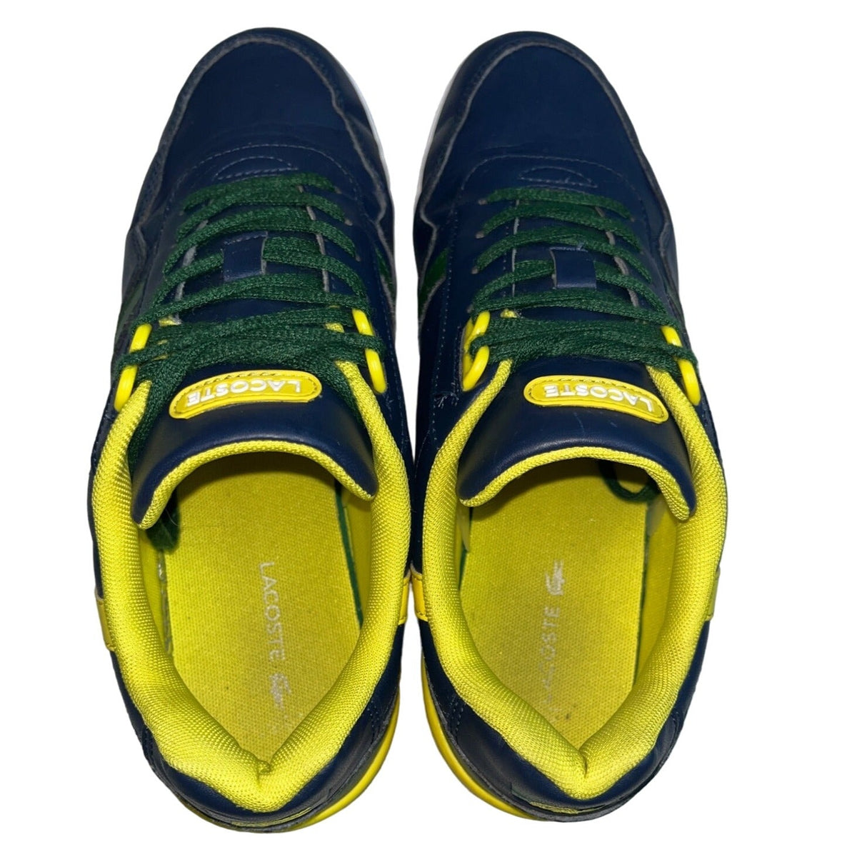 Lacoste Men's Blue Yellow T Clip Advance Sneakers Sz 6