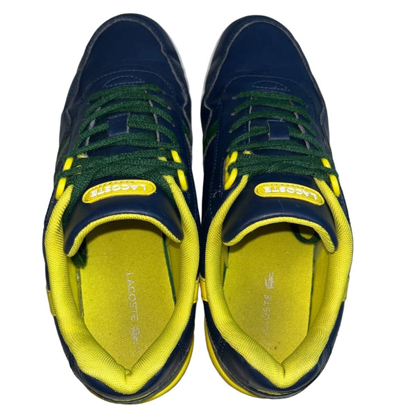 Lacoste Men's Blue Yellow T Clip Advance Sneakers Sz 6