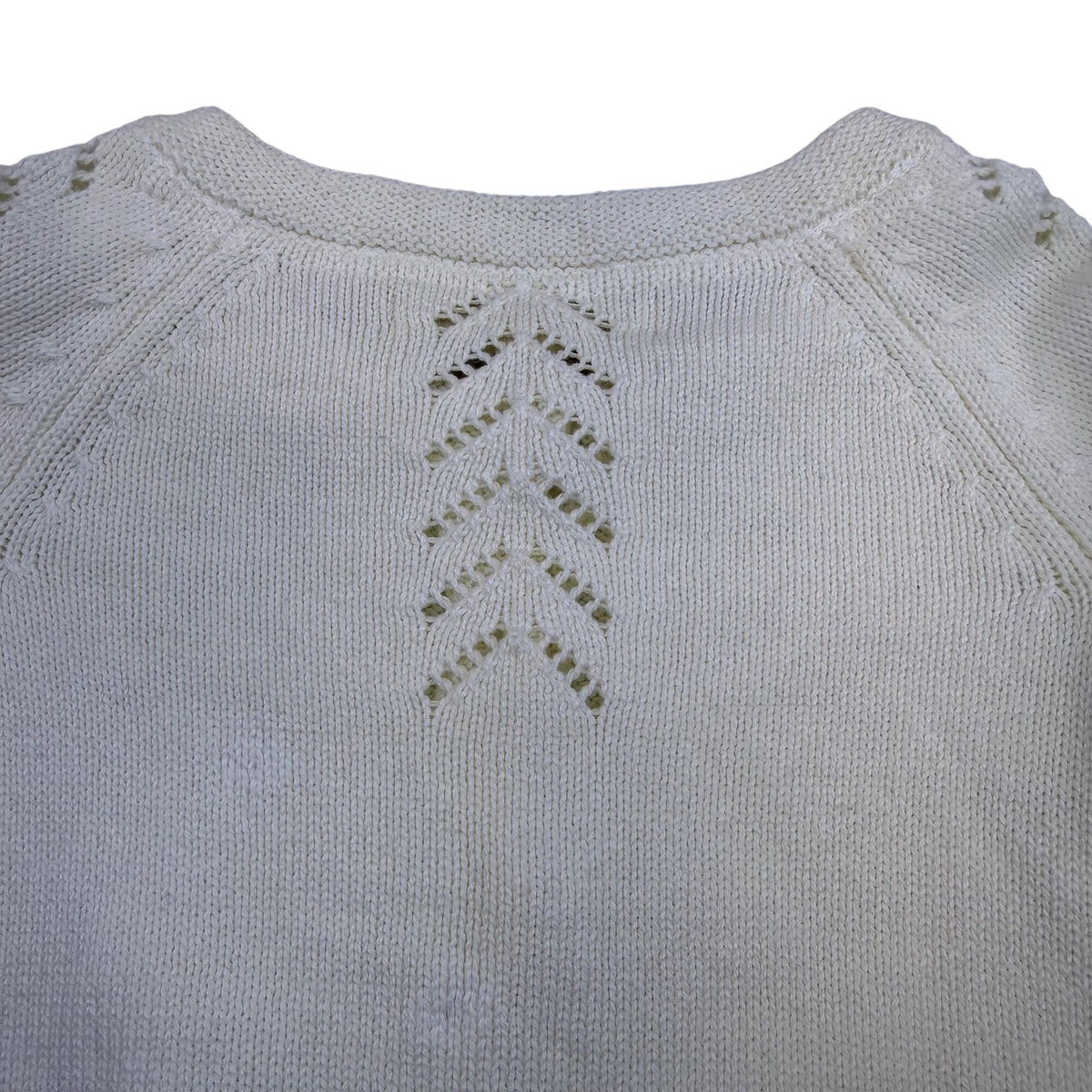 Hope & Henry Girls White Cotton Sweater Knit Cardigan Chevron Pattern Sz 12-18M