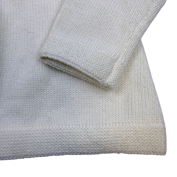 Hope & Henry Girls White Cotton Sweater Knit Cardigan Chevron Pattern Sz 12-18M