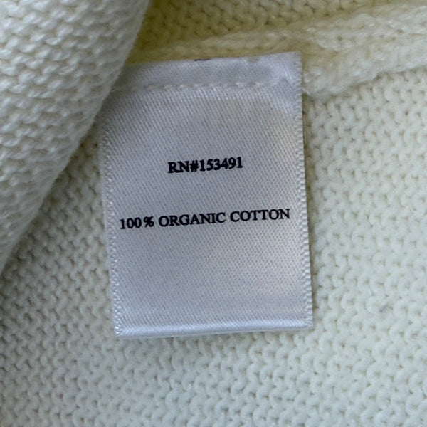 Hope & Henry Girls White Cotton Sweater Knit Cardigan Chevron Pattern Sz 12-18M