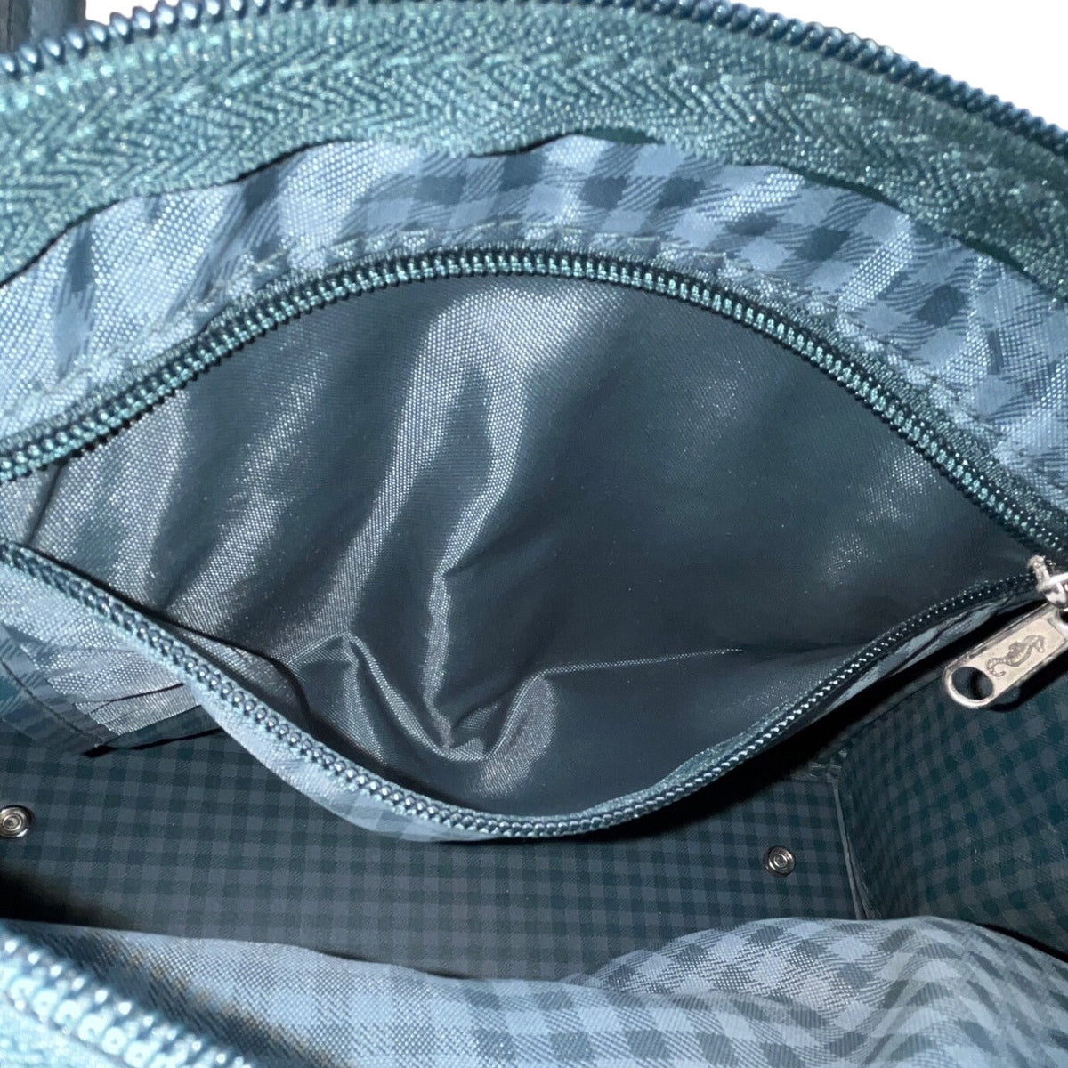 Atlantic Women’s Green Floral Tapestry Zippered Duffel Bag with Leather Handles