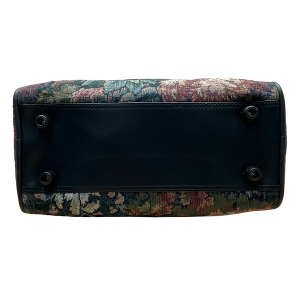 Atlantic Women’s Green Floral Tapestry Zippered Duffel Bag with Leather Handles
