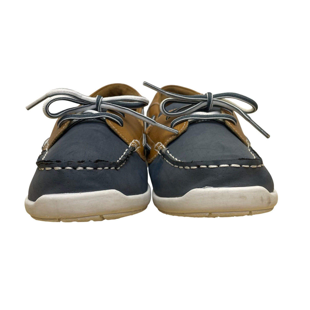 Croft & Barrow Women’s Blue & Brown Comfort Slip-On Moc Toe Boat Shoes Size 10