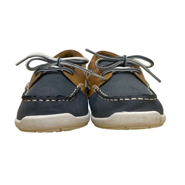 Croft & Barrow Women’s Blue & Brown Comfort Slip-On Moc Toe Boat Shoes Size 10