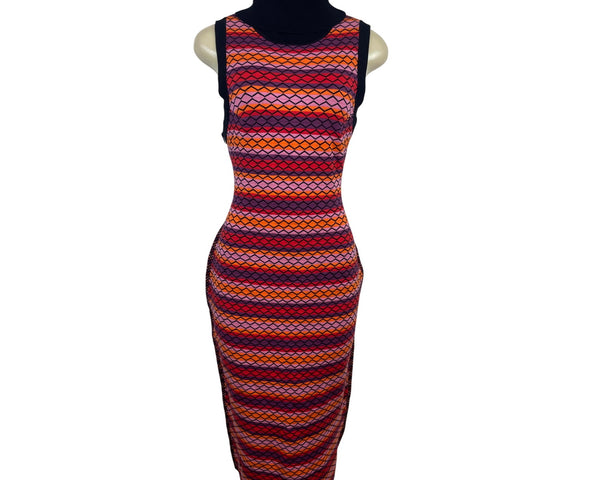 Toccin Striped Multicolor Sleeveless Knit Midi Dress With Turtleneck Sz XL - New