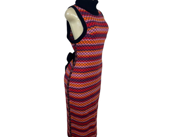 Toccin Striped Multicolor Sleeveless Knit Midi Dress With Turtleneck Sz XL - New