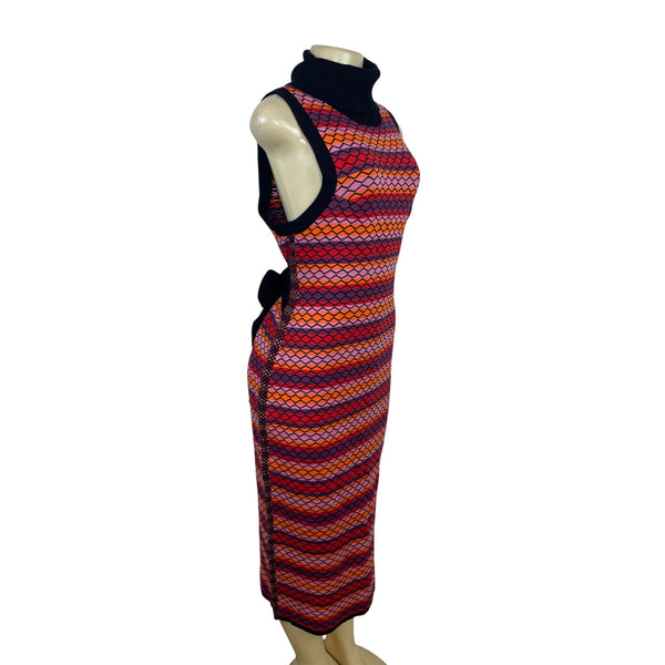 Toccin Striped Multicolor Sleeveless Knit Midi Dress With Turtleneck Sz XL - New