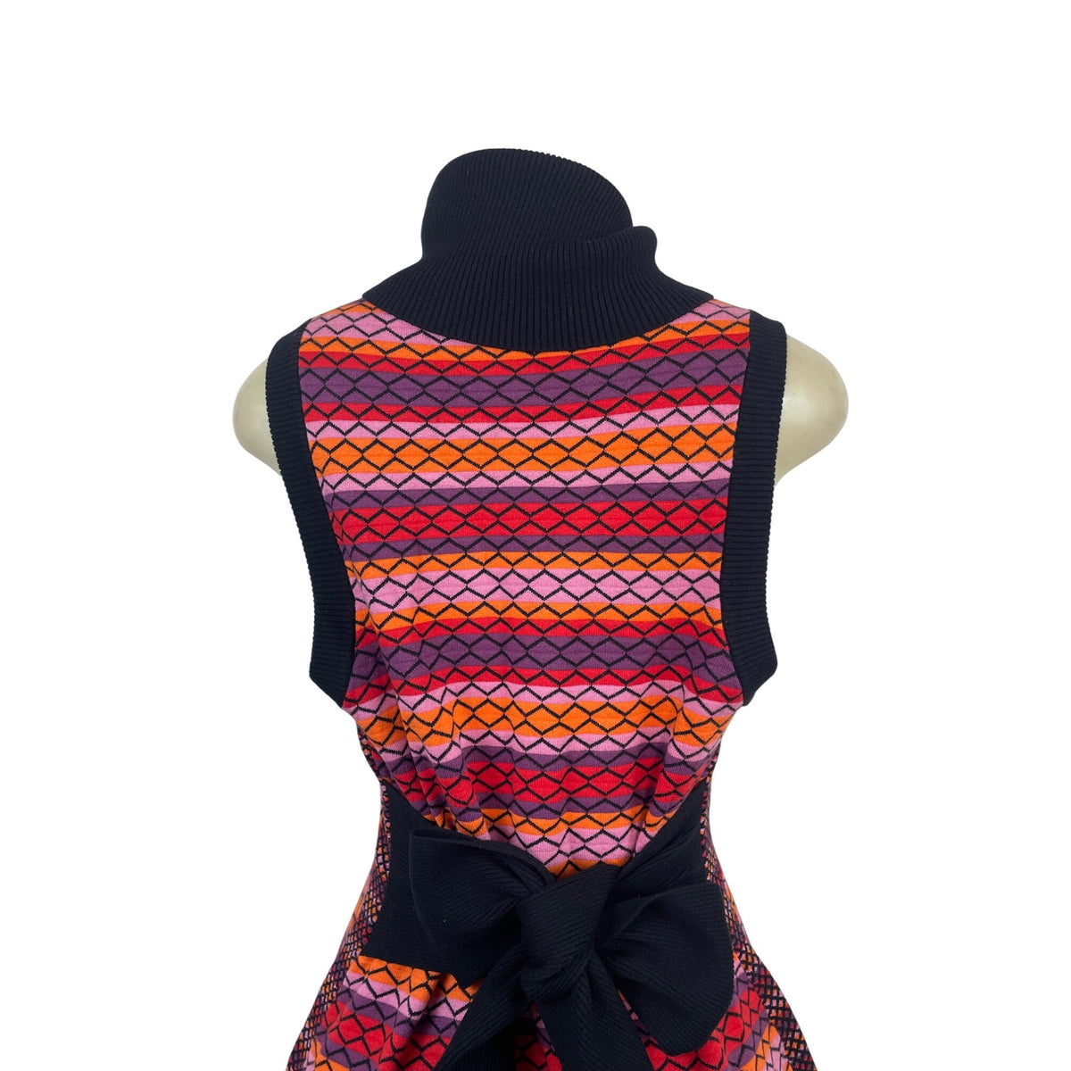 Toccin Striped Multicolor Sleeveless Knit Midi Dress With Turtleneck Sz XL - New