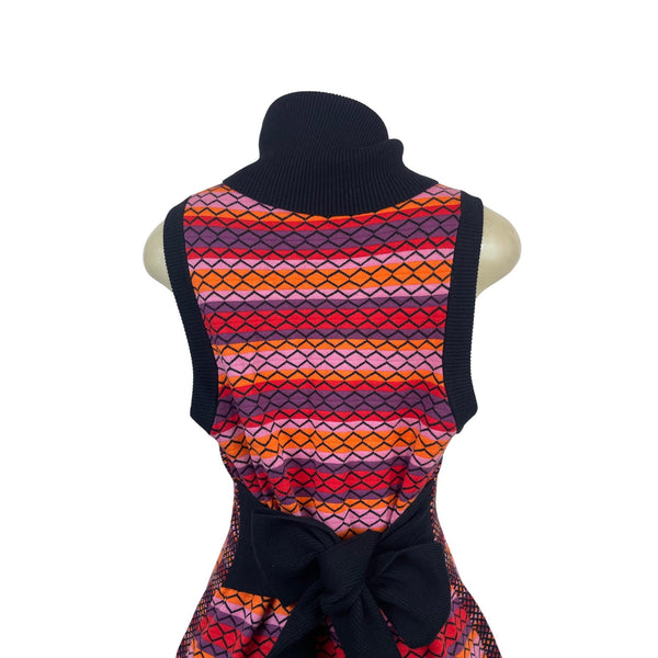 Toccin Striped Multicolor Sleeveless Knit Midi Dress With Turtleneck Sz XL - New