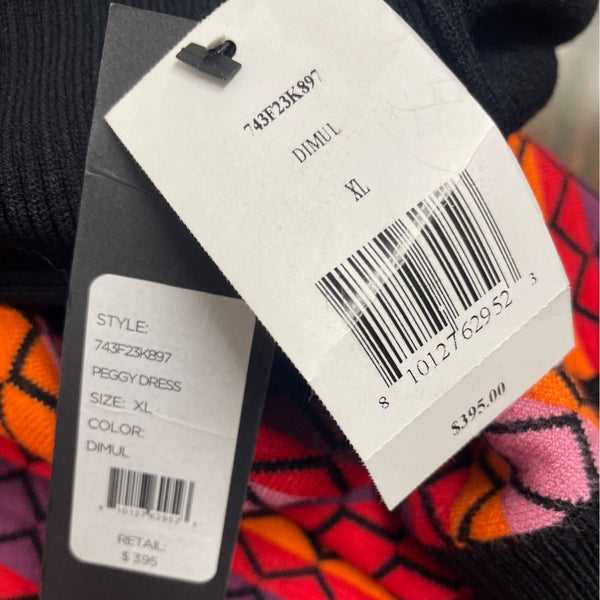 Toccin Striped Multicolor Sleeveless Knit Midi Dress With Turtleneck Sz XL - New