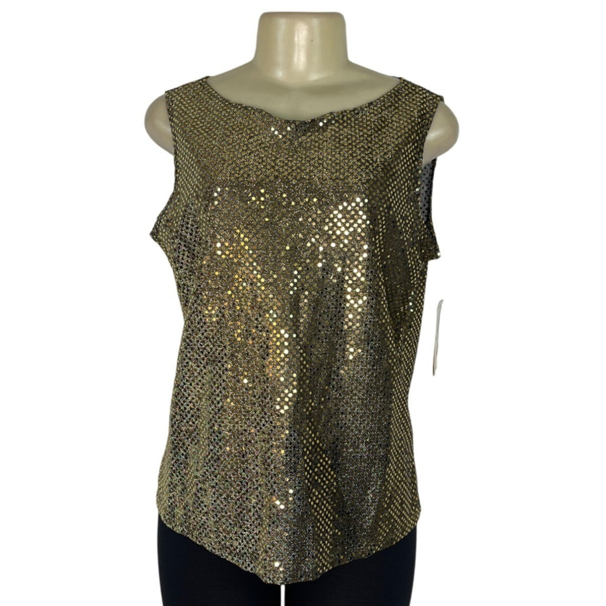 Notations Gold Sequin Sleeveless Top Womens Size M - New