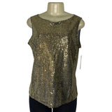 Notations Gold Sequin Sleeveless Top Womens Size M - New