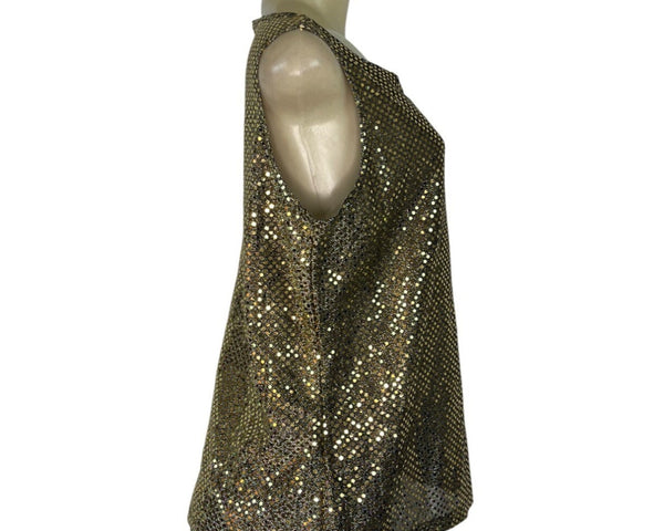Notations Gold Sequin Sleeveless Top Womens Size M - New