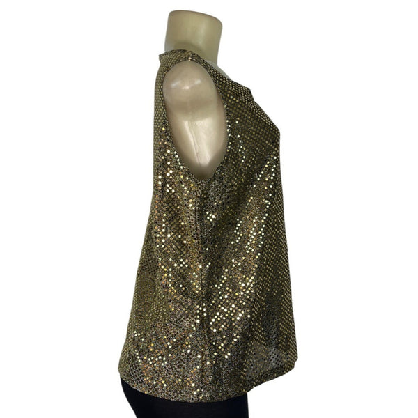 Notations Gold Sequin Sleeveless Top Womens Size M - New