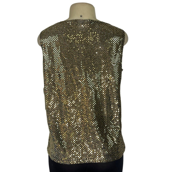 Notations Gold Sequin Sleeveless Top Womens Size M - New