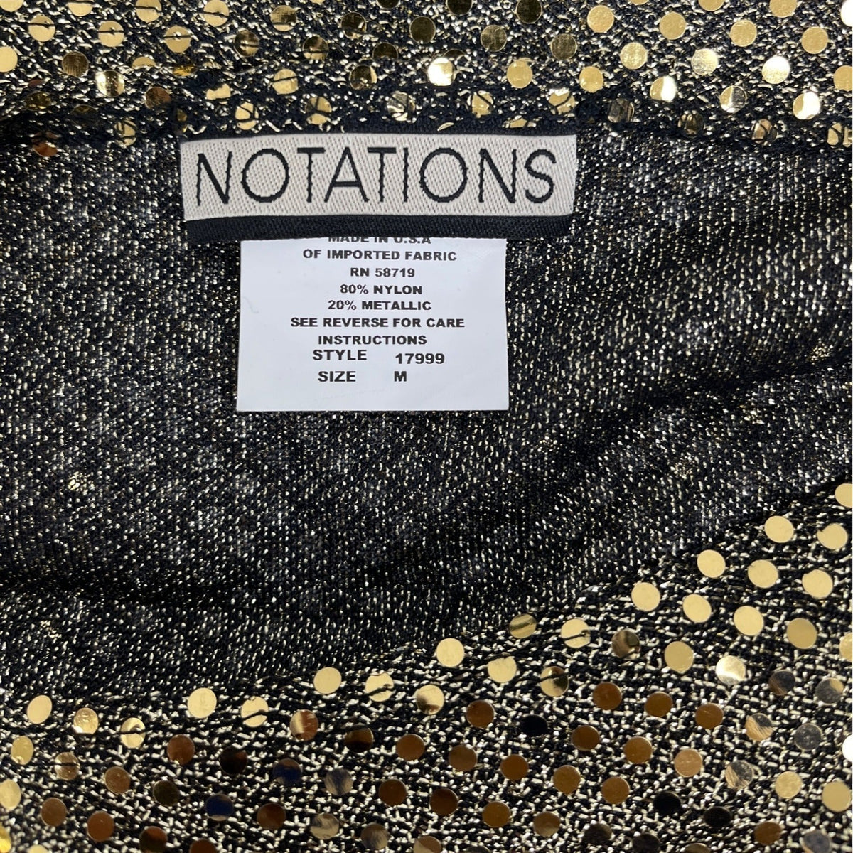 Notations Gold Sequin Sleeveless Top Womens Size M - New