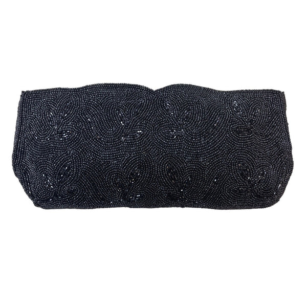 Nobility Made in Japan Women's Black Beaded Evening Clutch Sz S