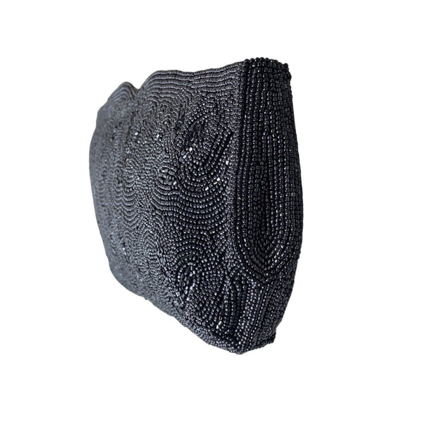 Nobility Made in Japan Women's Black Beaded Evening Clutch Sz S