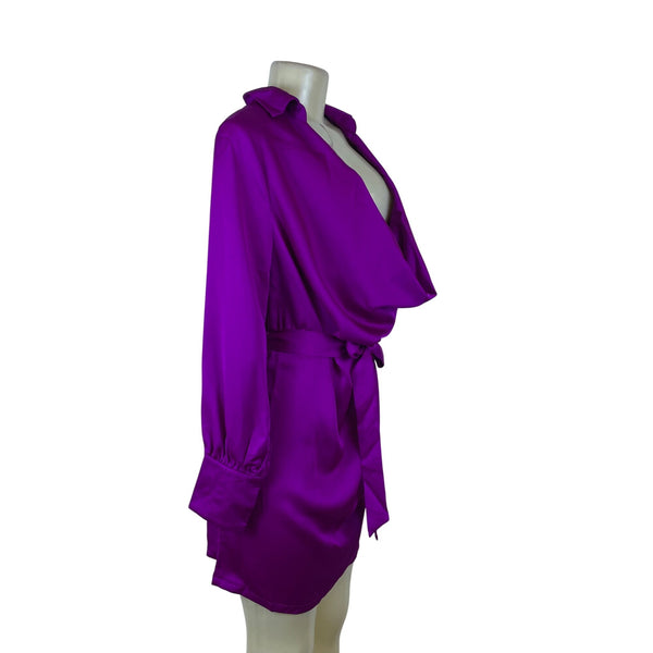 Fashion Nova Purple Long Sleeve Women's Mini Dress With Belt Sz S - Ne Picky Thrifter Fashion Nova Purple Long Sleeve Women's Mini Dress With Belt Sz S - Ne Picky Thrifter