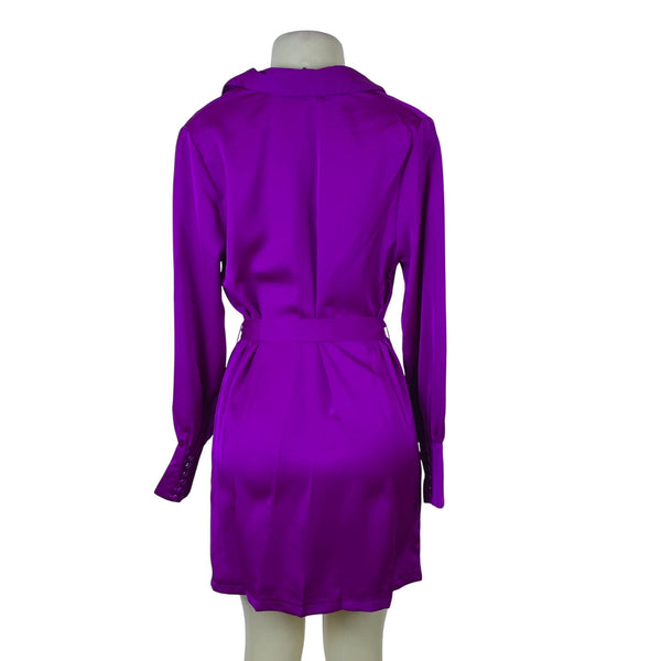 Fashion Nova Purple Long Sleeve Women’s Mini Dress With Belt Sz S - New