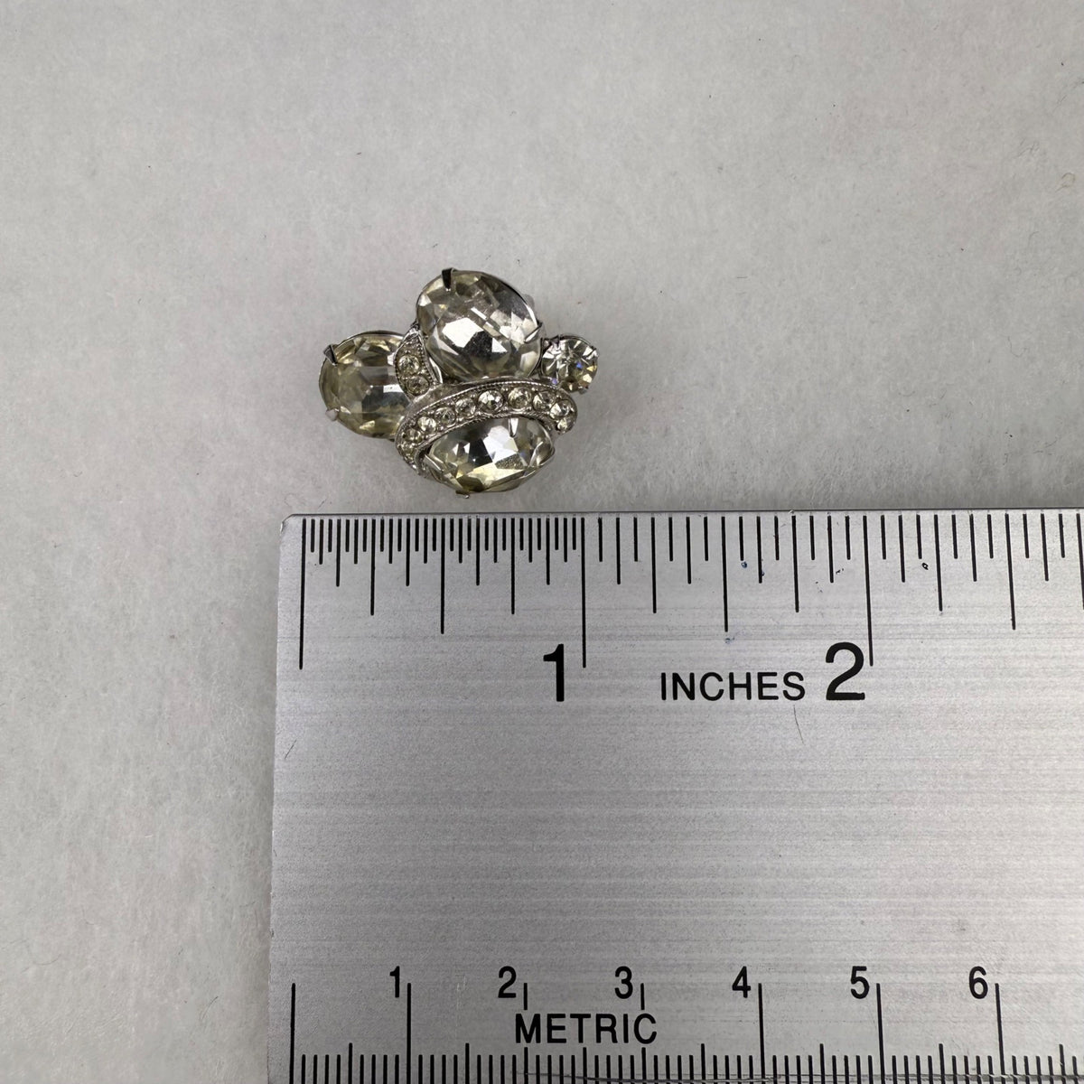 Eisenberg Womens Silver Tone Rhinestone Clip-On Earrings Vintage Jewelry