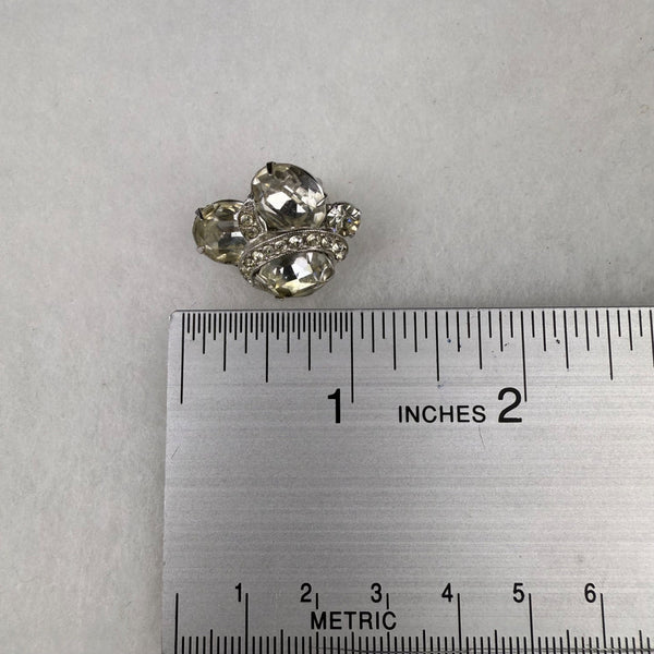 Eisenberg Womens Silver Tone Rhinestone Clip-On Earrings Vintage Jewelry