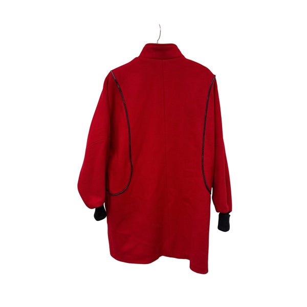 Stephane Mathews Womens Red Wool Button-Up Jacket Long Sleeve Retro Made In USA