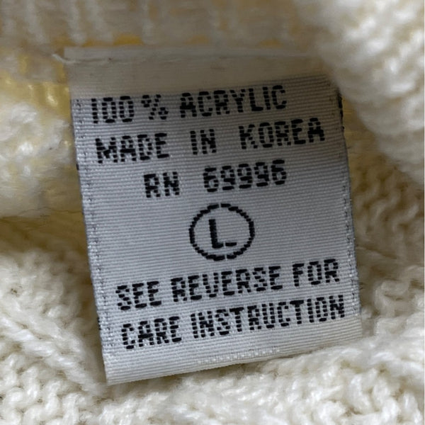 Permit Womens White Knit Cardigan Sweater Long Sleeve Geometric Textured Sz L