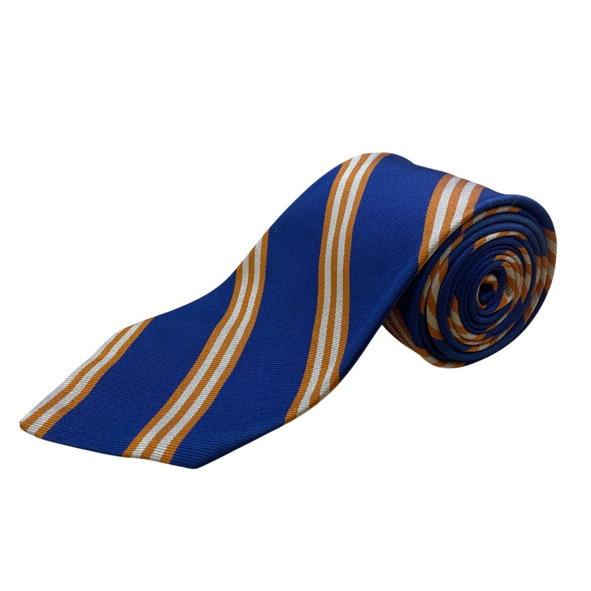 Brooks Brothers Blue & Orange Striped Silk Tie Classic Business Necktie