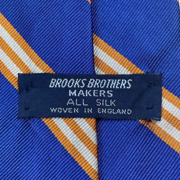 Brooks Brothers Blue & Orange Striped Silk Tie Classic Business Necktie