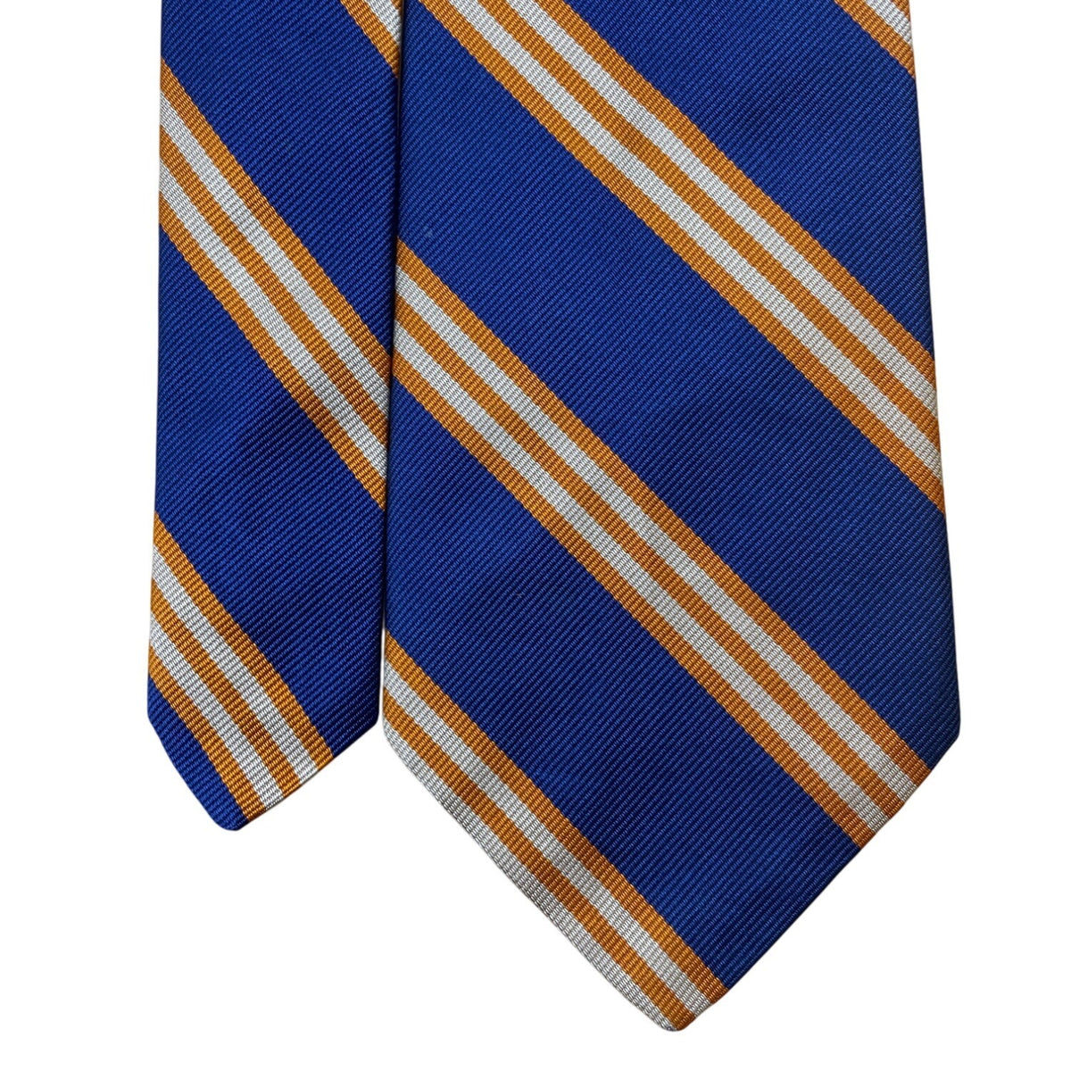 Brooks Brothers Blue & Orange Striped Silk Tie Classic Business Necktie