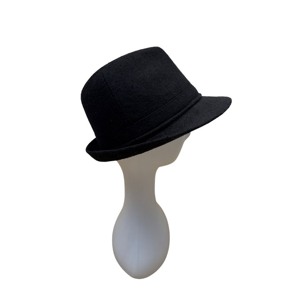 Black Cloche Hat With Brown Floral Accent & Bead Details - One Size